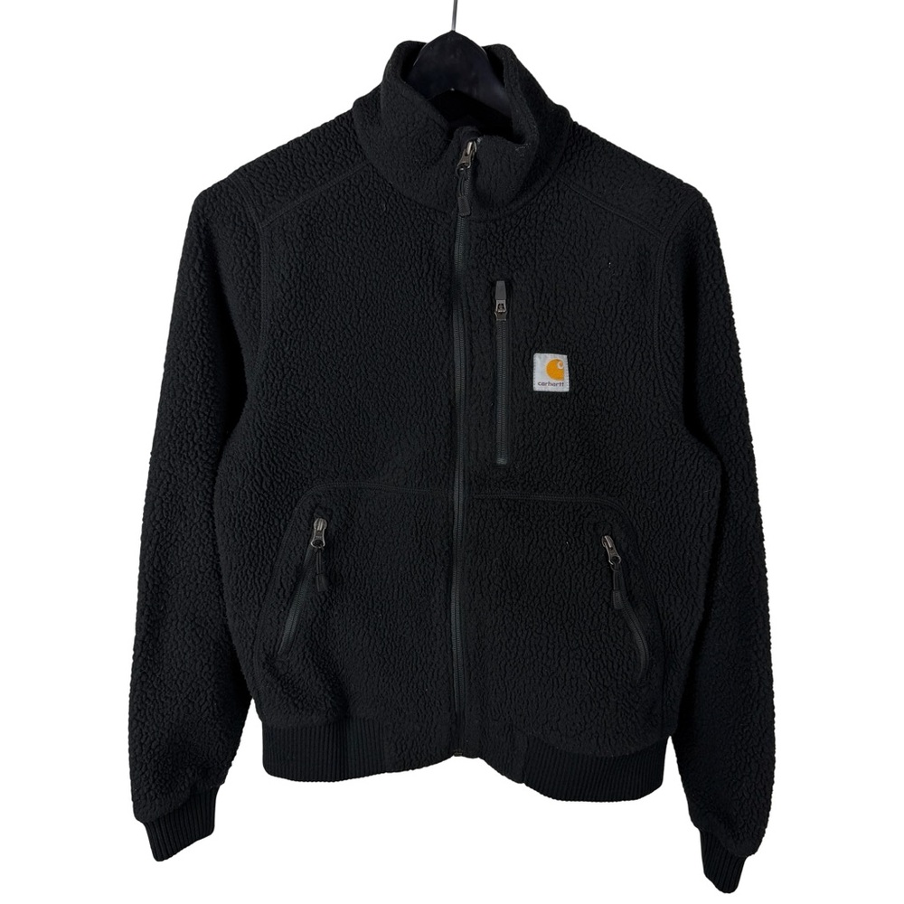 Women’s Carhartt Workwear Sherpa Fleece Full Zip Logo Black Jacket Size XS